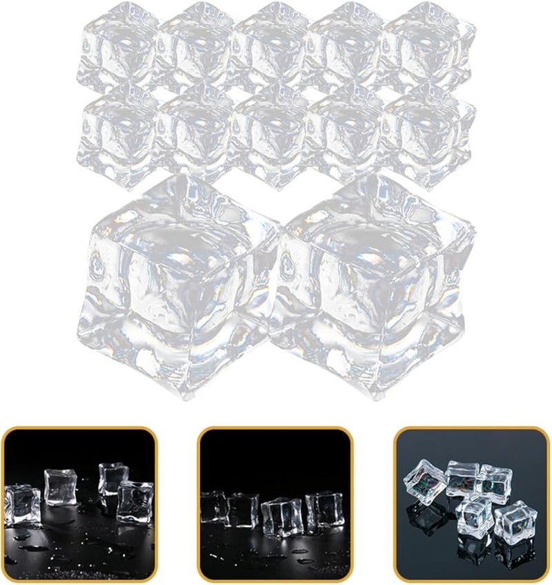 50Pcs Clear Acrylic Ice Cubes Reusable for Photography Props Table Decoration Fish Tank Food Display - Image 4